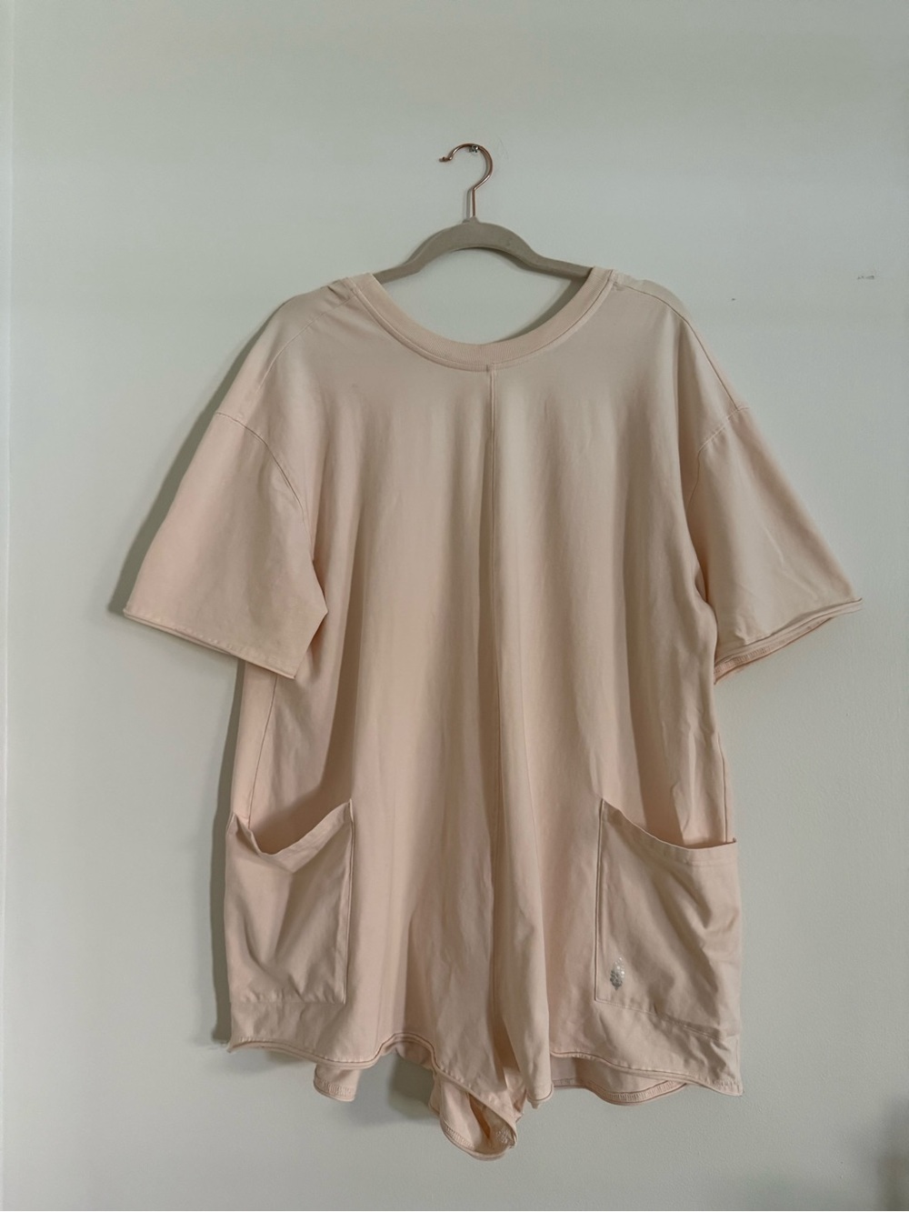 FP Movement by Free People Hot Shot Tee Romper Pale Blush Short Sleeve - Picture 3 of 6